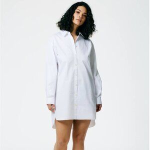 Tibi Eco Poplin Twisted Sleeve White Shirt Dress XS